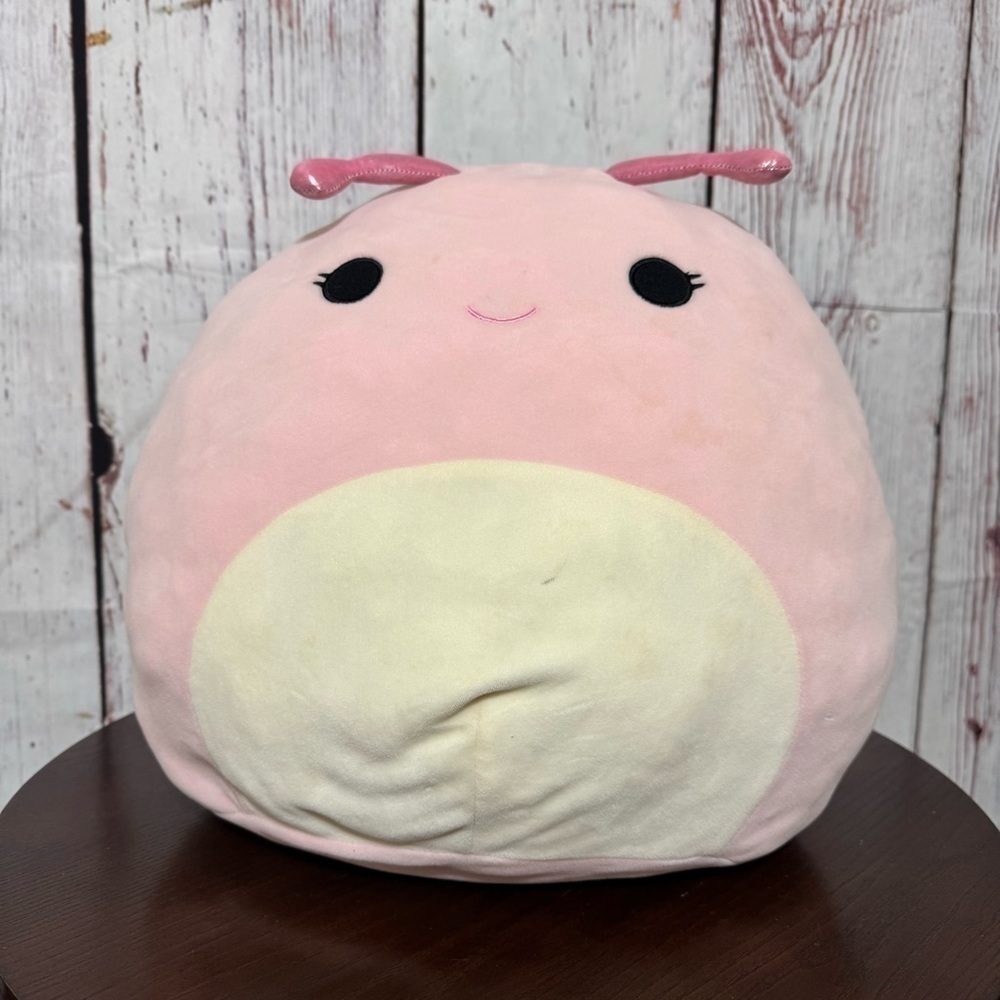 Squishmallow Pink and Rainbow Plush Silvina the Snail Tye dyed shell GUC